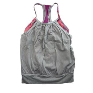 Ivivva By Lululemon Girls 6 Tank Top‎ Gray Pink Double Dutch Built Bra Athletic